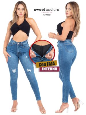 JEANS SKINNY ANKLE CON FAJA