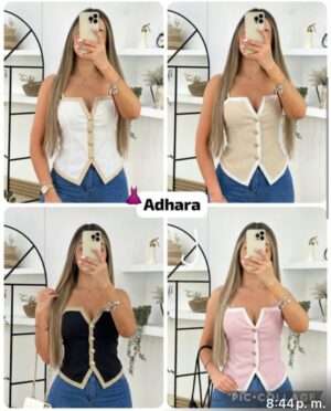 BLUSA TIPO CHALECO DE BOTONES DORADOS FOLLOWME
