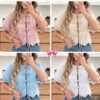 BLUSA DE BLONDA CON TIRAS ROSA