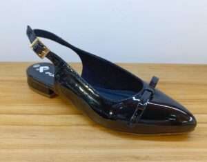 FLATS PUCCINI NEGRO CHAROL CON LAZO