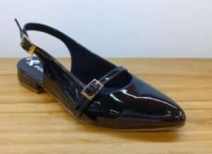 FLATS PUCCINI NEGRO CHAROL CON CORREA